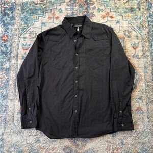 Vintage Affliction Y2K Black Button-up Shirt Large
